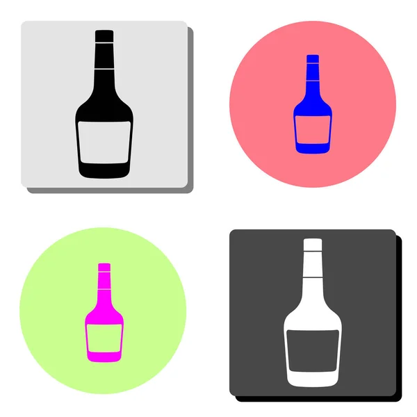 Una Botella Whisky Ilustración Simple Icono Vector Plano Cuatro Fondos — Vector de stock