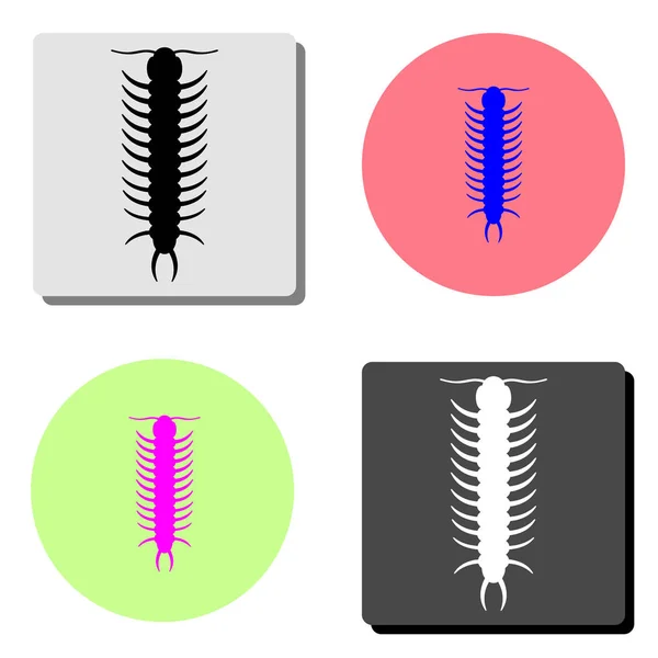 Centipède Illustration Simple Icône Vectorielle Plate Sur Quatre Fonds Couleurs — Image vectorielle