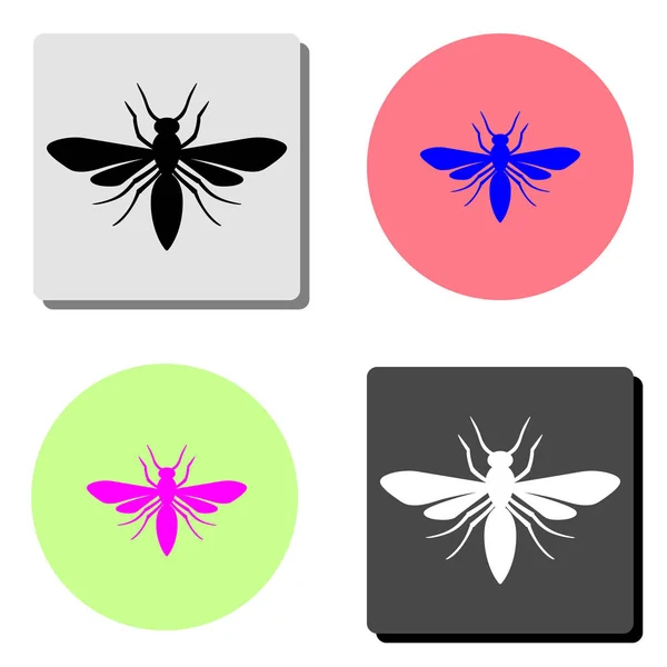 Insecte Illustration Simple Icône Vectorielle Plate Sur Quatre Fonds Couleurs — Image vectorielle