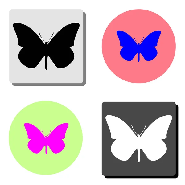 Mariposa Ilustración Simple Icono Vector Plano Cuatro Fondos Color Diferentes — Vector de stock