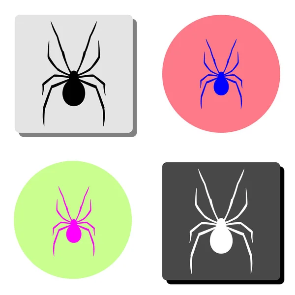 Spider Illustration Simple Icône Vectorielle Plate Sur Quatre Fonds Couleurs — Image vectorielle