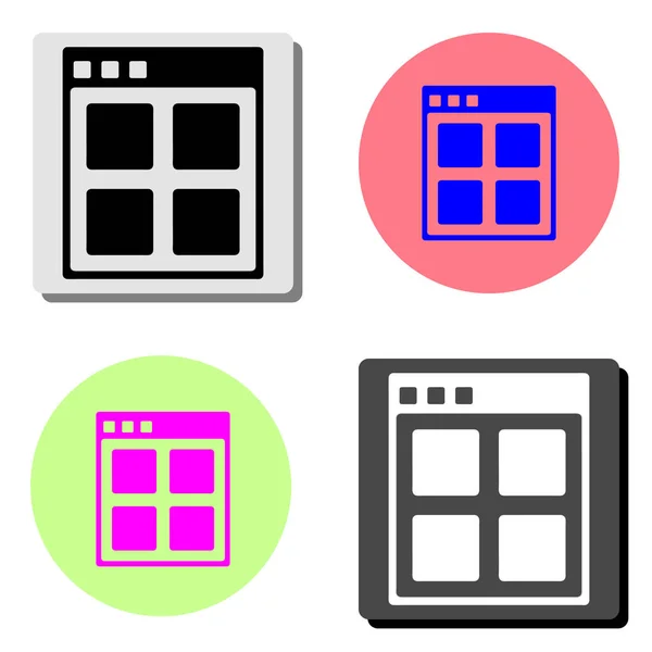 Navegador Ilustración Simple Icono Vector Plano Cuatro Fondos Color Diferentes — Archivo Imágenes Vectoriales