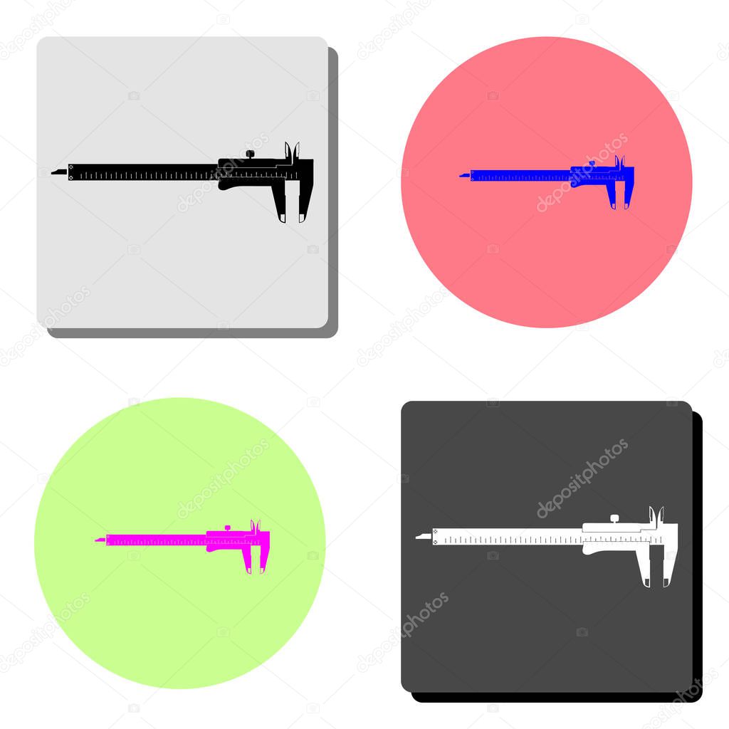 Vernier caliper. simple flat vector icon illustration on four different color backgrounds