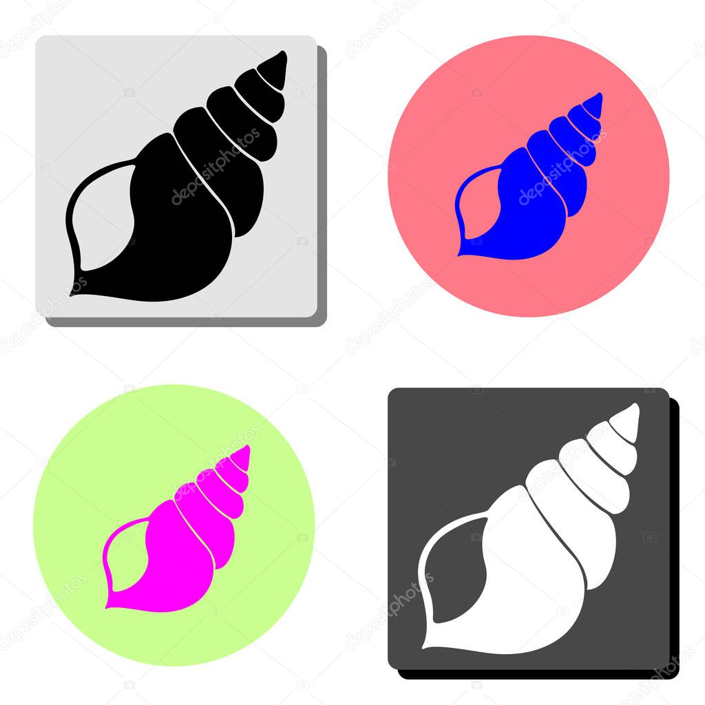 shell. simple flat vector icon illustration on four different color backgrounds