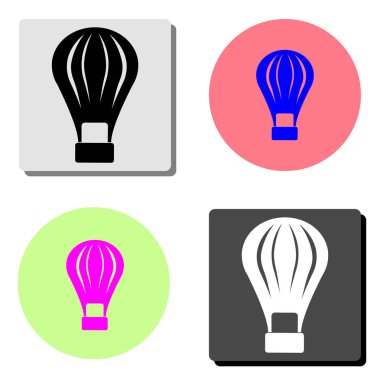 Sıcak hava balonu. dört farklı renk arka planlar üzerinde basit düz vektör simge tasarlamak