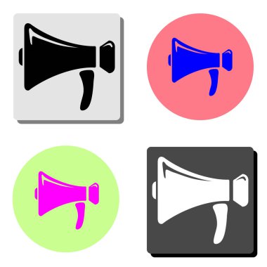 hoparlör. dört farklı renk arka planlar üzerinde basit düz vektör simge tasarlamak