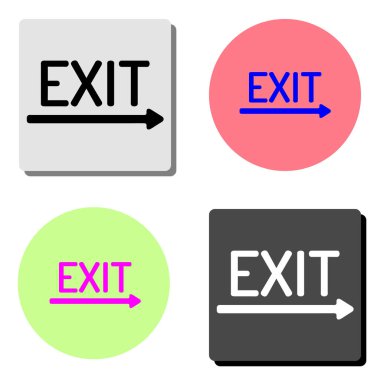 çıkın. dört farklı renk arka planlar üzerinde basit düz vektör simge tasarlamak