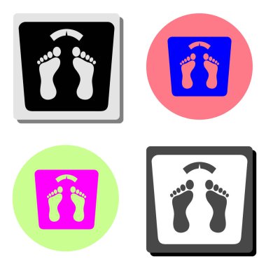 banyo ağırlık ölçek. dört farklı renk arka planlar üzerinde basit düz vektör simge tasarlamak