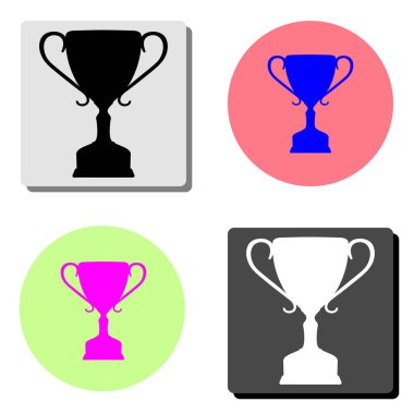Kazanan ödül Kupası. dört farklı renk arka planlar üzerinde basit düz vektör simge tasarlamak