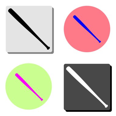 beyzbol sopası. dört farklı renk arka planlar üzerinde basit düz vektör simge tasarlamak