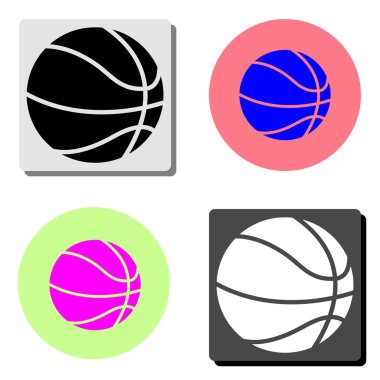 basketbol topu. dört farklı renk arka planlar üzerinde basit düz vektör simge tasarlamak
