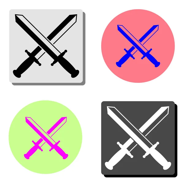 Schwertkreuz Einfache Darstellung Des Flachen Vektorsymbols Auf Vier Verschiedenen Farbhintergründen — Stockvektor