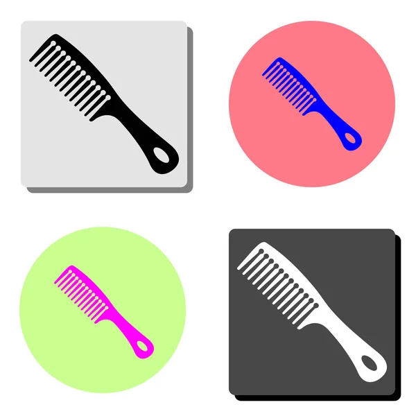 Peine Pelo Ilustración Simple Icono Vector Plano Cuatro Fondos Color — Vector de stock