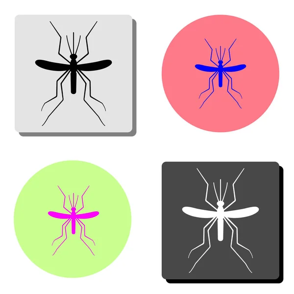 Mosquito Eenvoudige Platte Vector Pictogram Illustratie Vier Verschillende Kleuren Achtergronden — Stockvector