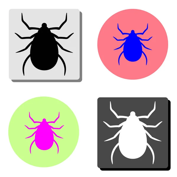 Bug Illustration Simple Icône Vectorielle Plate Sur Quatre Fonds Couleurs — Image vectorielle
