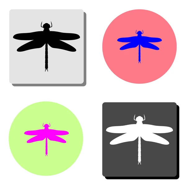 Libelle Einfache Darstellung Des Flachen Vektorsymbols Auf Vier Verschiedenen Farbhintergründen — Stockvektor