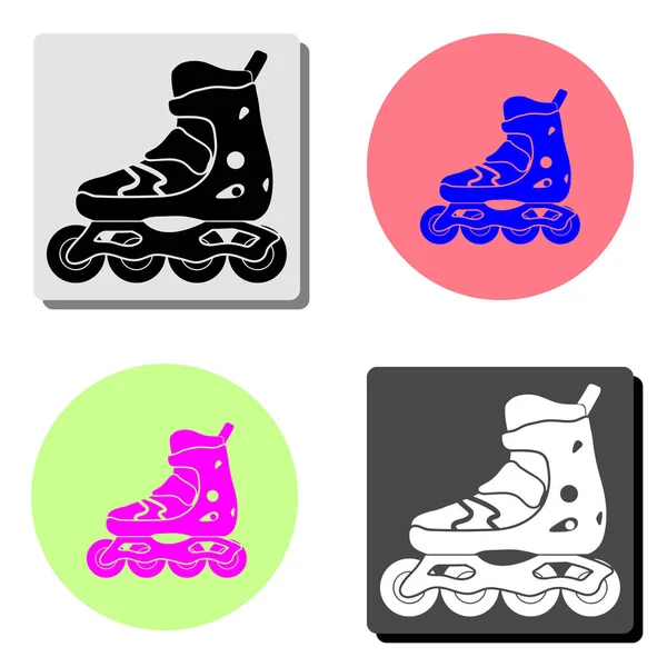 Rolschaatsen Eenvoudige Platte Vector Pictogram Illustratie Vier Verschillende Kleuren Achtergronden — Stockvector