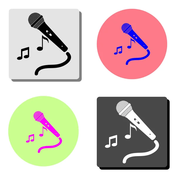 Μουσικής Ήχου Του Μικροφώνου Απλή Επίπεδη Διανυσματικά Εικονογράφηση Εικονίδιο Τέσσερα — Διανυσματικό Αρχείο