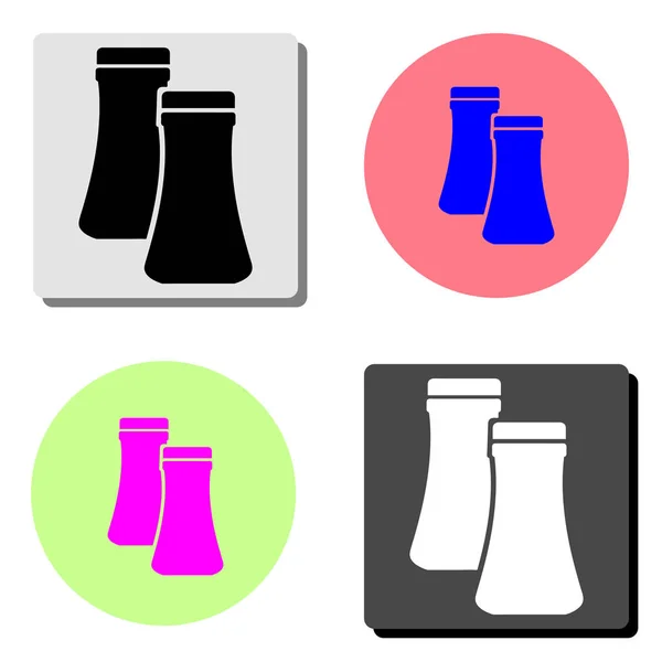 盐和胡椒粉简单的平面矢量图标插图上的四个不同的颜色背景 — 图库矢量图片