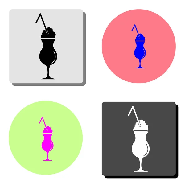 鸡尾酒 简单的平面矢量图标插图上的四个不同的颜色背景 — 图库矢量图片