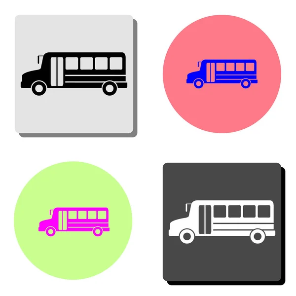 Ônibus Ilustração Ícone Vetor Plano Simples Quatro Fundos Cores Diferentes —  Vetores de Stock