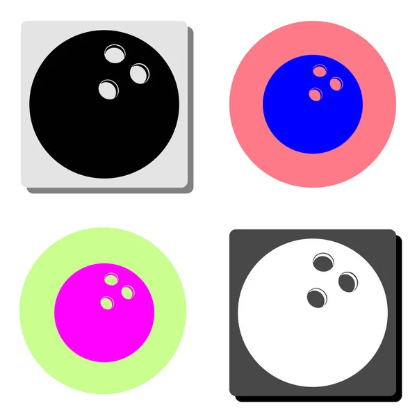 Bowling Bal Eenvoudige Platte Vector Pictogram Illustratie Vier Verschillende Kleuren — Stockvector