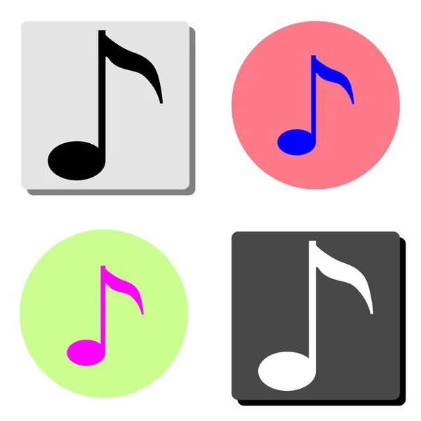 Μουσική Σημείωση Απλή Επίπεδη Διανυσματικά Εικονογράφηση Εικονίδιο Τέσσερα Διαφορετικά Έγχρωμο — Διανυσματικό Αρχείο