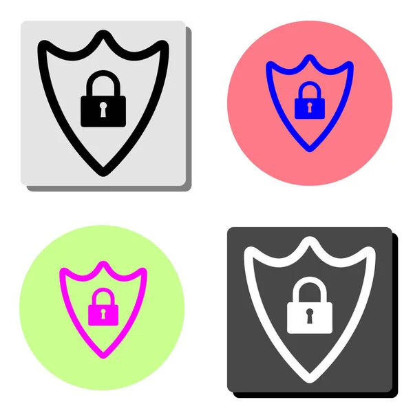 Security Shield Med Lock Enkel Flat Ikonen Vektorillustration Fyra Olika — Stock vektor