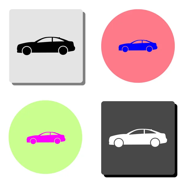 Auto Einfache Darstellung Des Flachen Vektorsymbols Auf Vier Verschiedenen Farbhintergründen — Stockvektor
