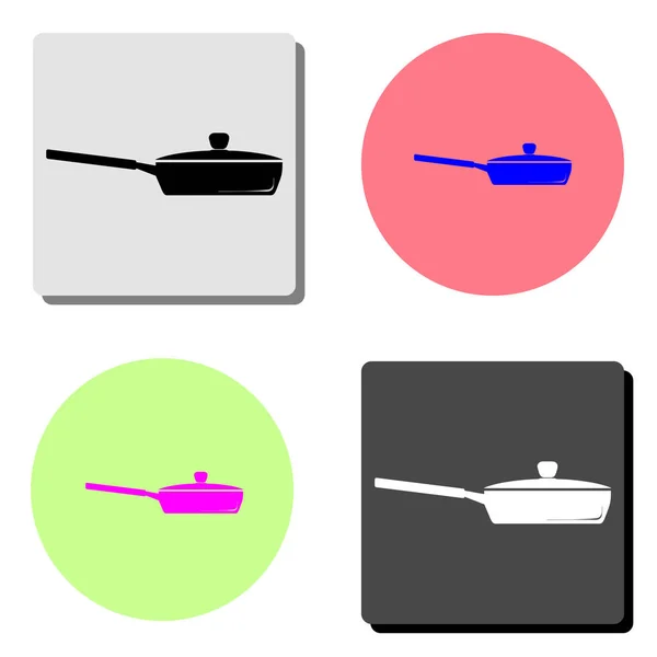 Pfanne Einfache Darstellung Des Flachen Vektorsymbols Auf Vier Verschiedenen Farbhintergründen — Stockvektor