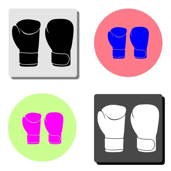 Boxing Gloves Simple Flat Vector Icon Illustration Four Different Color — Stock Vector