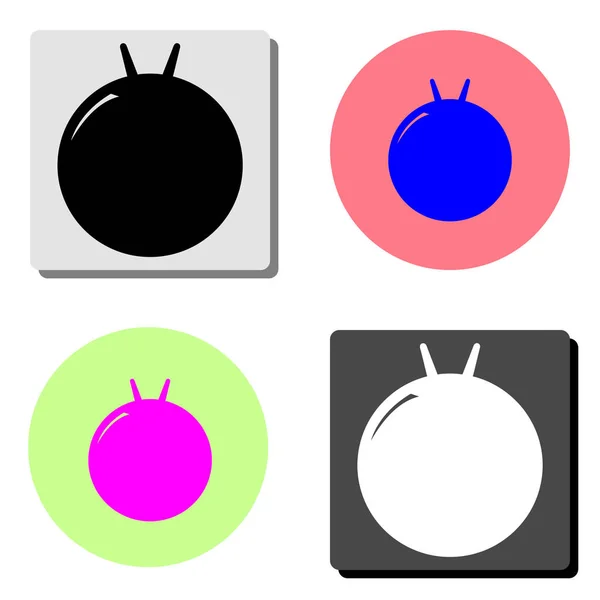 健身球袋鼠 简单的平面矢量图标插图上的四个不同的颜色背景 — 图库矢量图片