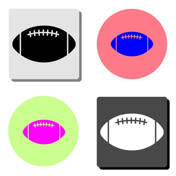 Rugbybal Eenvoudige Platte Vector Pictogram Illustratie Vier Verschillende Kleuren Achtergronden — Stockvector