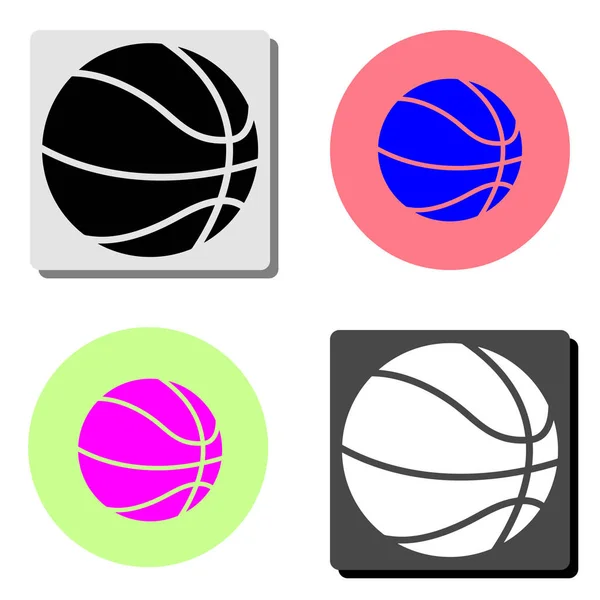 Balle Basket Illustration Simple Icône Vectorielle Plate Sur Quatre Fonds — Image vectorielle