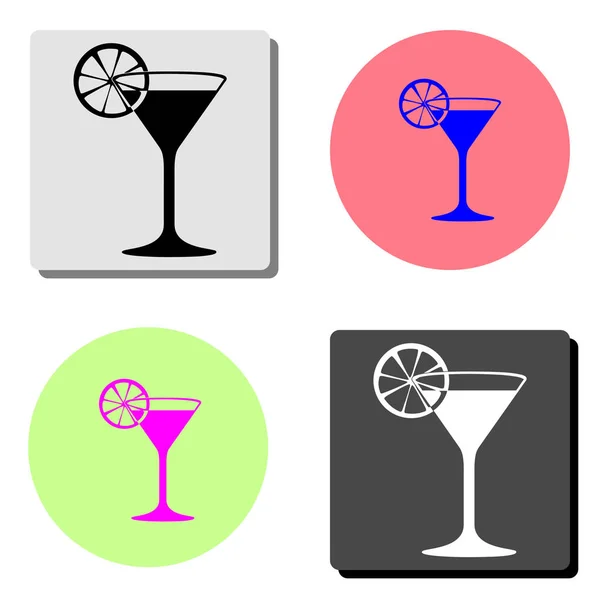 马提尼酒杯 简单的平面矢量图标插图上的四个不同的颜色背景 — 图库矢量图片