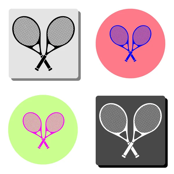 Tenis Ilustración Simple Icono Vector Plano Cuatro Fondos Color Diferentes — Vector de stock