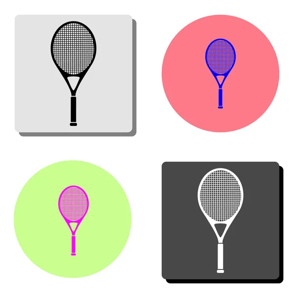 Raquette Tennis Illustration Simple Icône Vectorielle Plate Sur Quatre Fonds — Image vectorielle