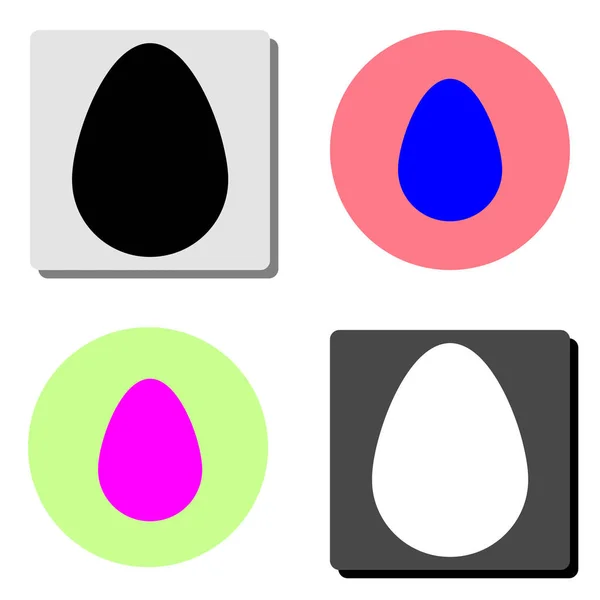 Œuf Illustration Simple Icône Vectorielle Plate Sur Quatre Fonds Couleurs — Image vectorielle