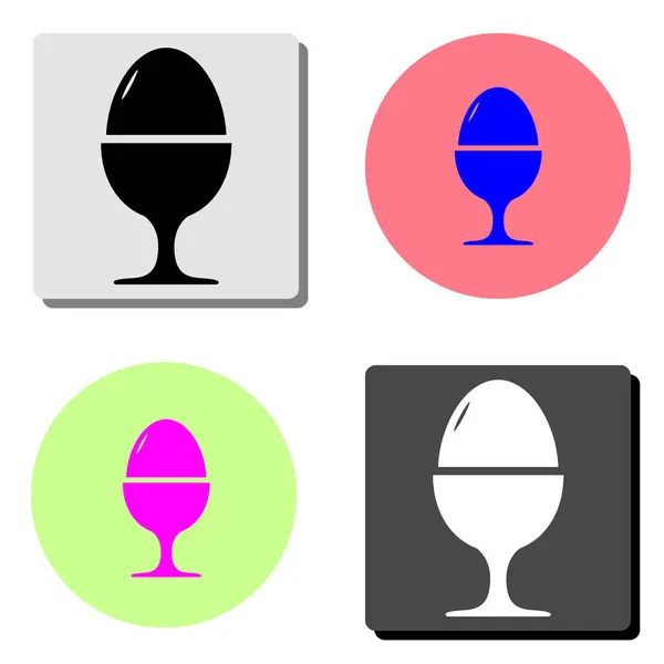 鸡蛋在站着 简单的平面矢量图标插图上的四个不同的颜色背景 — 图库矢量图片
