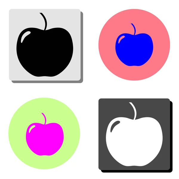 アップル つの異なる色の背景のシンプルなフラット ベクトル アイコン イラスト — ストックベクタ