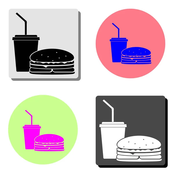 Fast Food Απλή Επίπεδη Διανυσματικά Εικονογράφηση Εικονίδιο Τέσσερα Διαφορετικά Έγχρωμο — Διανυσματικό Αρχείο