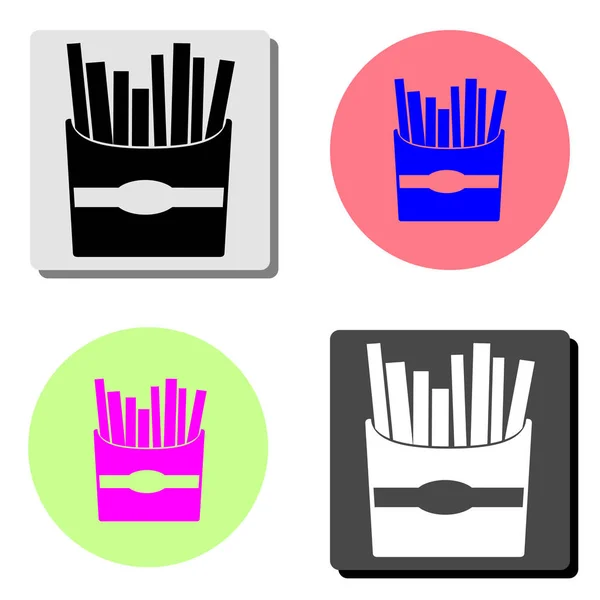 Papas Fritas Ilustración Simple Icono Vector Plano Cuatro Fondos Color — Archivo Imágenes Vectoriales