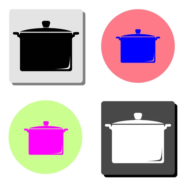 Saucepan Simple Flat Vector Icon Illustration Four Different Color Backgrounds — Stock Vector