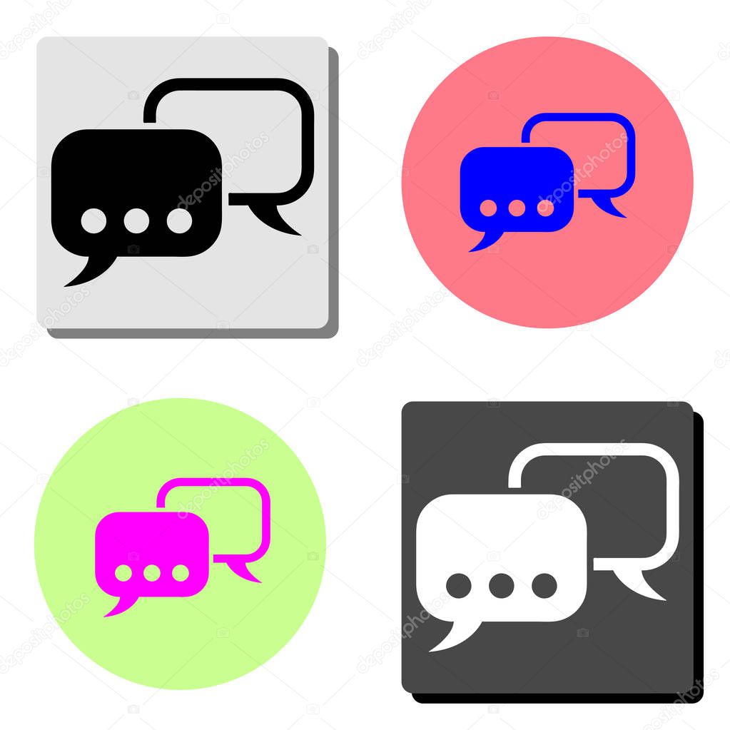 Chat Speech bubble. simple flat vector icon illustration on four different color backgrounds