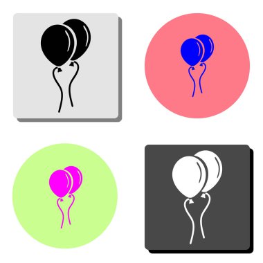 Hava balonu. dört farklı renk arka planlar üzerinde basit düz vektör simge tasarlamak