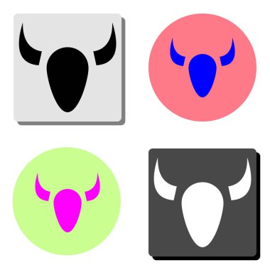 boğa. dört farklı renk arka planlar üzerinde basit düz vektör simge tasarlamak