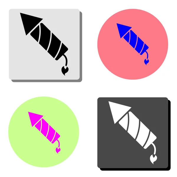Feuerwerksraketen Einfache Darstellung Des Flachen Vektorsymbols Auf Vier Verschiedenen Farbhintergründen — Stockvektor