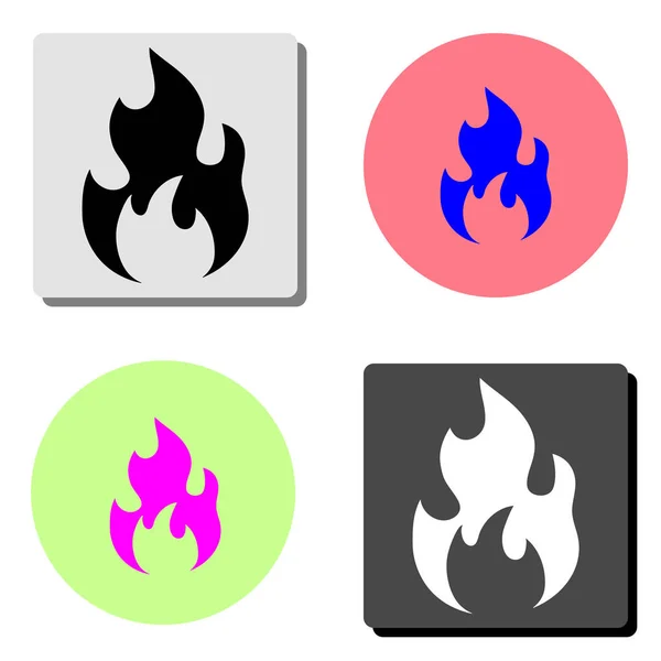 Fire Simple Flat Vector Icon Illustration Four Different Color Backgrounds — Stock Vector