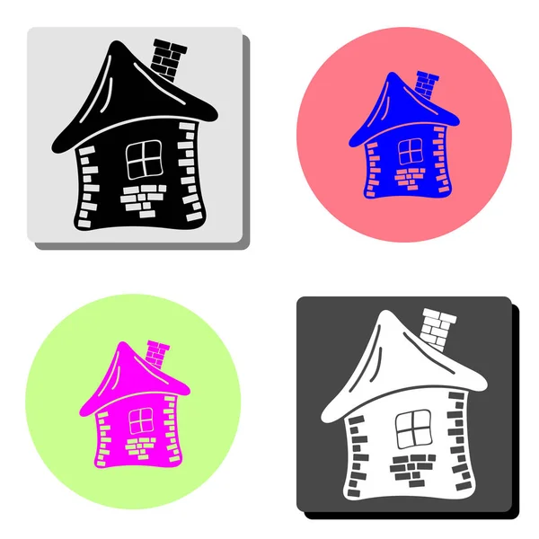 Grunge House Simple Flat Vector Icon Illustration Four Different Color — Stock Vector