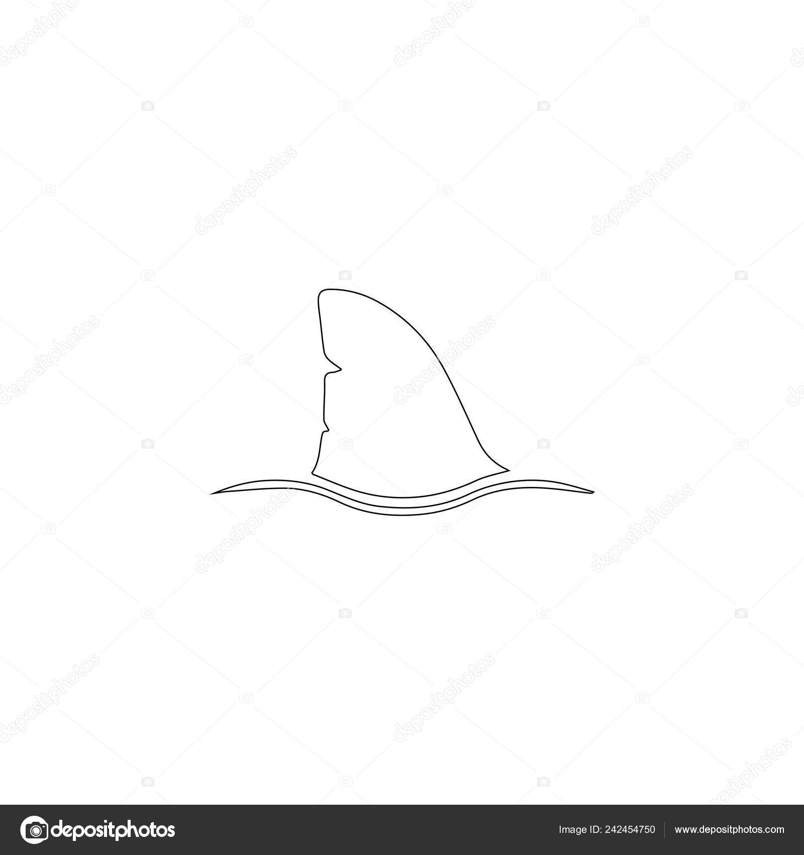 Shark Fin Simple Flat Vector Icon Illustration Outline Line Symbol